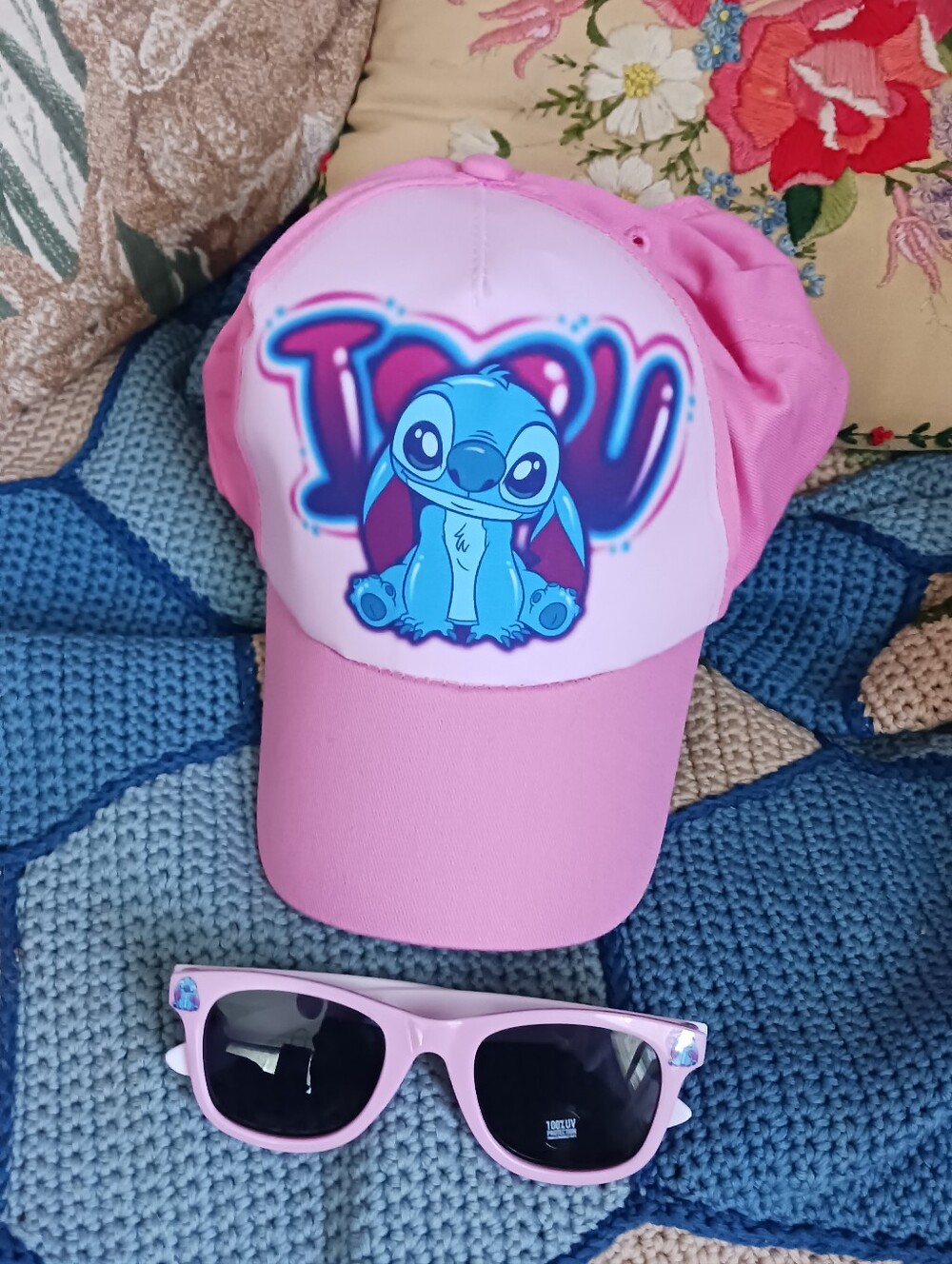Stitch Pink Baseball Cap And SunGlasses